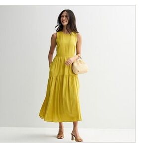 NWT Fourth + Bay Mustard Yellow Open Back Maxi Dress Sz M